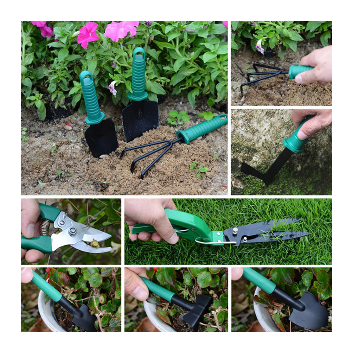 CosyHome Gartenwerkzeug Set 10-teiliges Pflanzpflege Kit in Grün aus Metall und Kunststoff - Bild 4