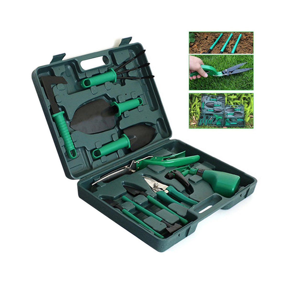 CosyHome Gartenwerkzeug Set 10-teiliges Pflanzpflege Kit in Grün aus Metall und Kunststoff - Bild 5