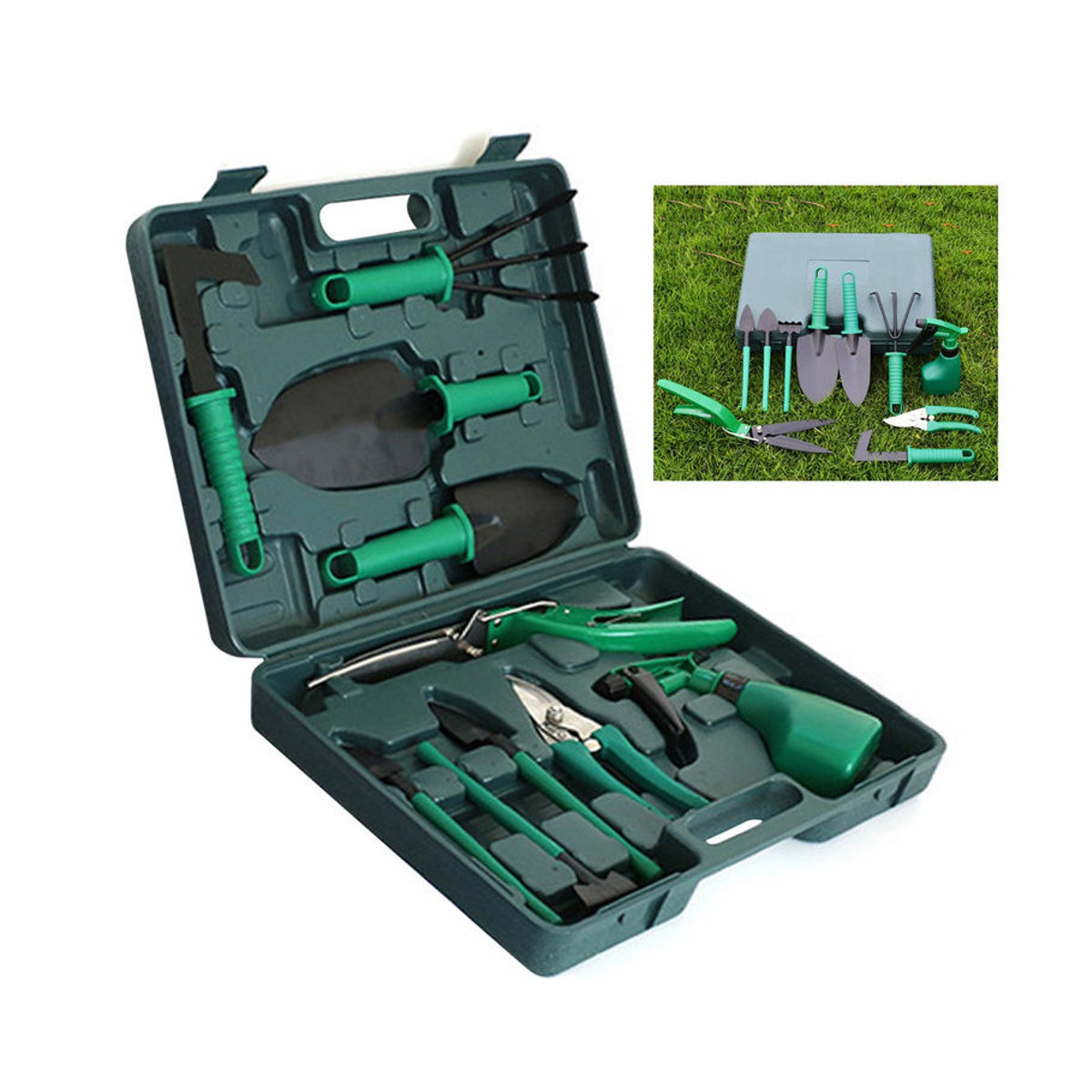 CosyHome Gartenwerkzeug Set 10-teiliges Pflanzpflege Kit in Grün aus Metall und Kunststoff - Bild 7