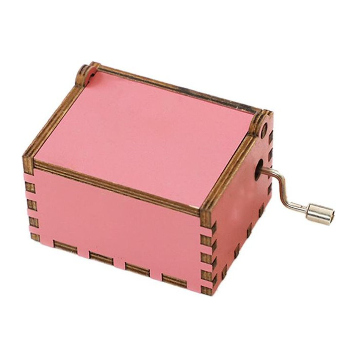CosyHome Klassische Musikdose aus Holz mit Schnitzerei in Rosa - Bild 1