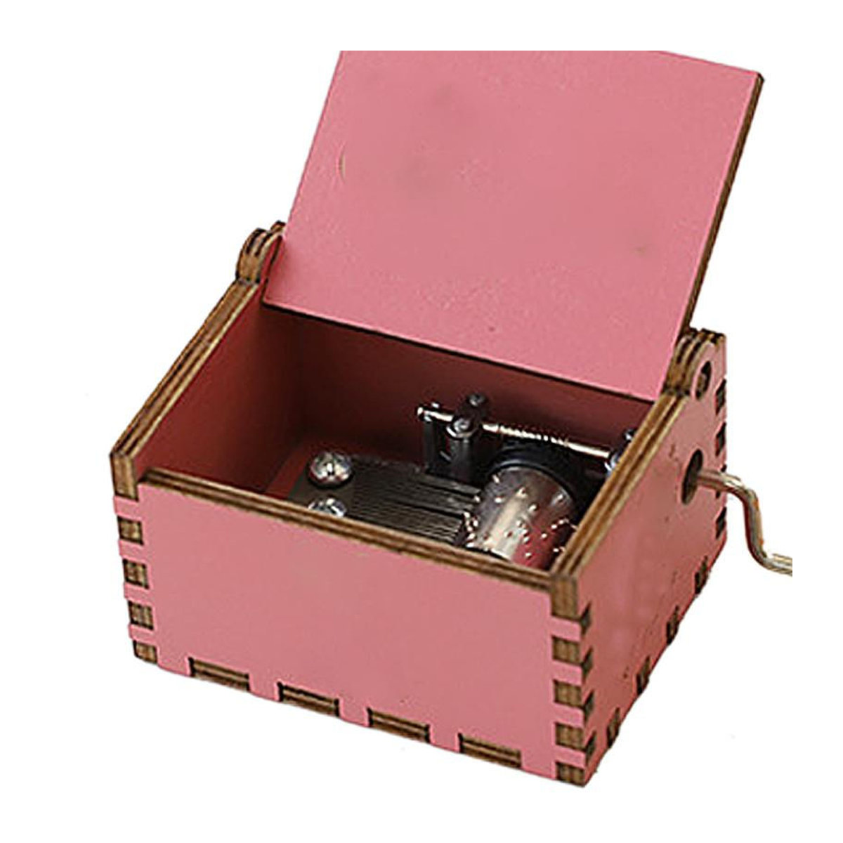 CosyHome Klassische Musikdose aus Holz mit Schnitzerei in Rosa - Bild 5