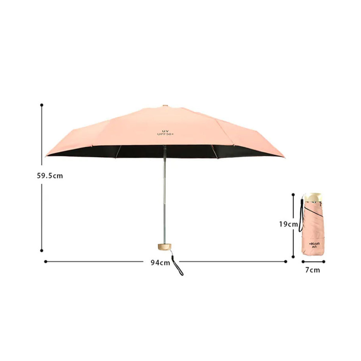 CosyHome Sonnenschirm ultra leicht und faltbar mit UV-Schutz und Windschutz in Rosa - Bild 2