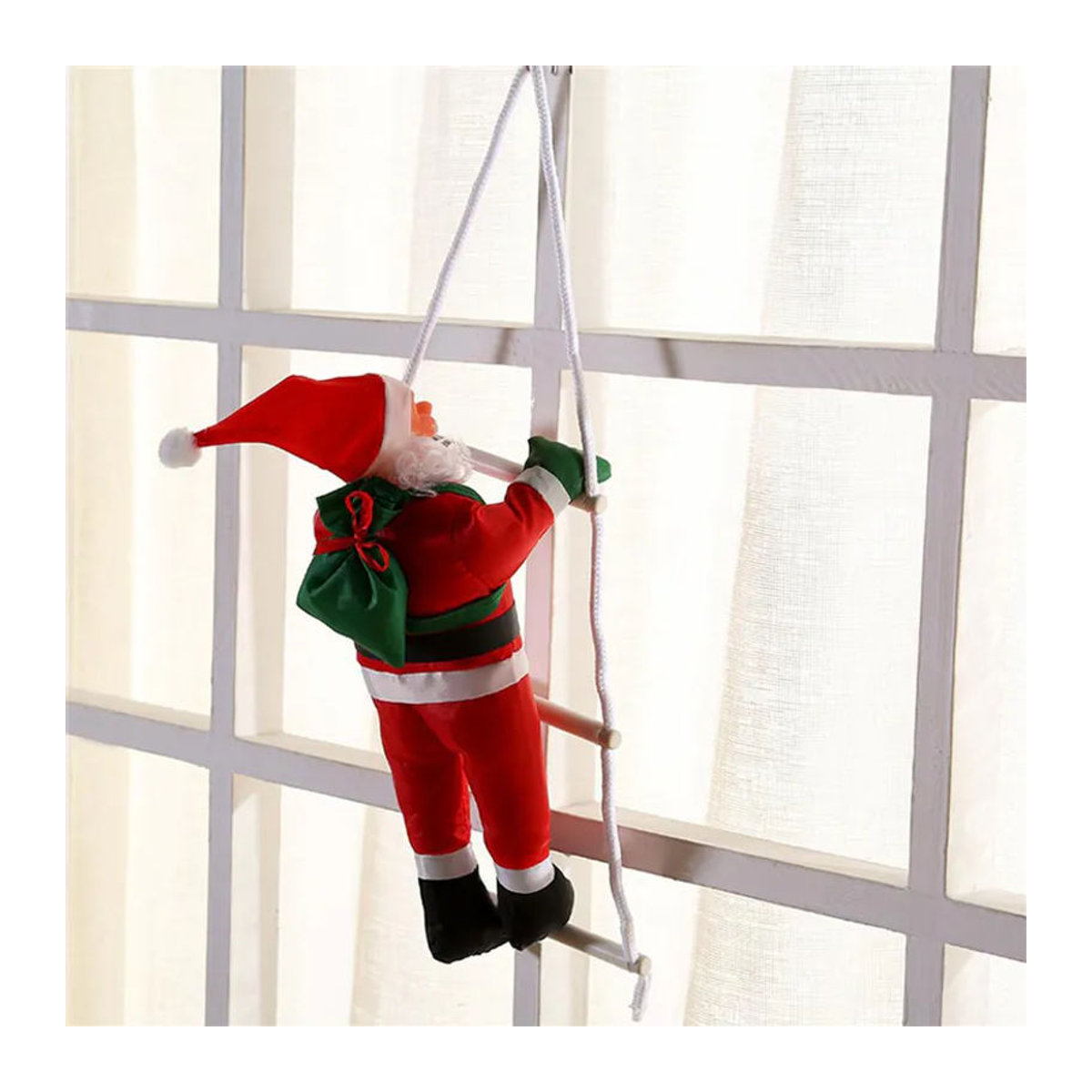 CosyHome Weihnachtsanhänger Weihnachtsmann klettert Treppe als Hängeornament in Rot für Innen und Außen - Bild 3