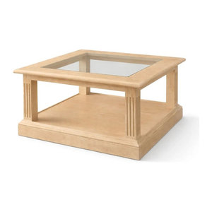 Couchtisch Cadiz aus massivem Kiefernholz in Natur mit Glas, quadratisch, B/T: 90 x 90 cm, H: 45 cm