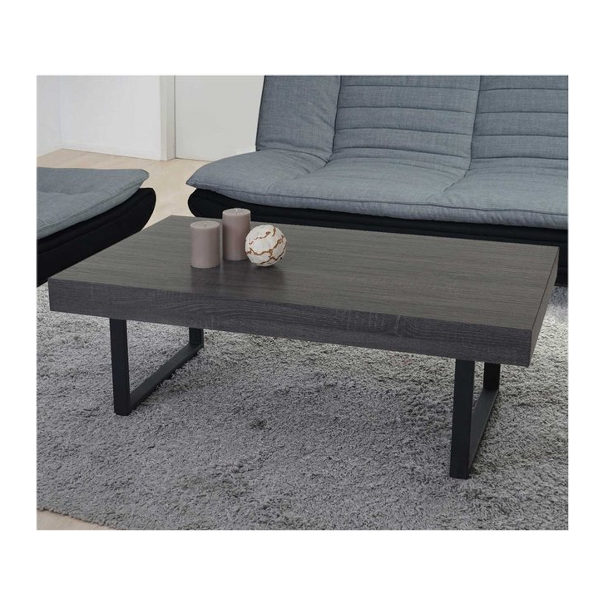 Couchtisch Genk H576 in Schwarzer Eiche-Optik mit dunklen Metall-Füßen, B/T/H: 110 x 40 x 57 cm - Bild 1