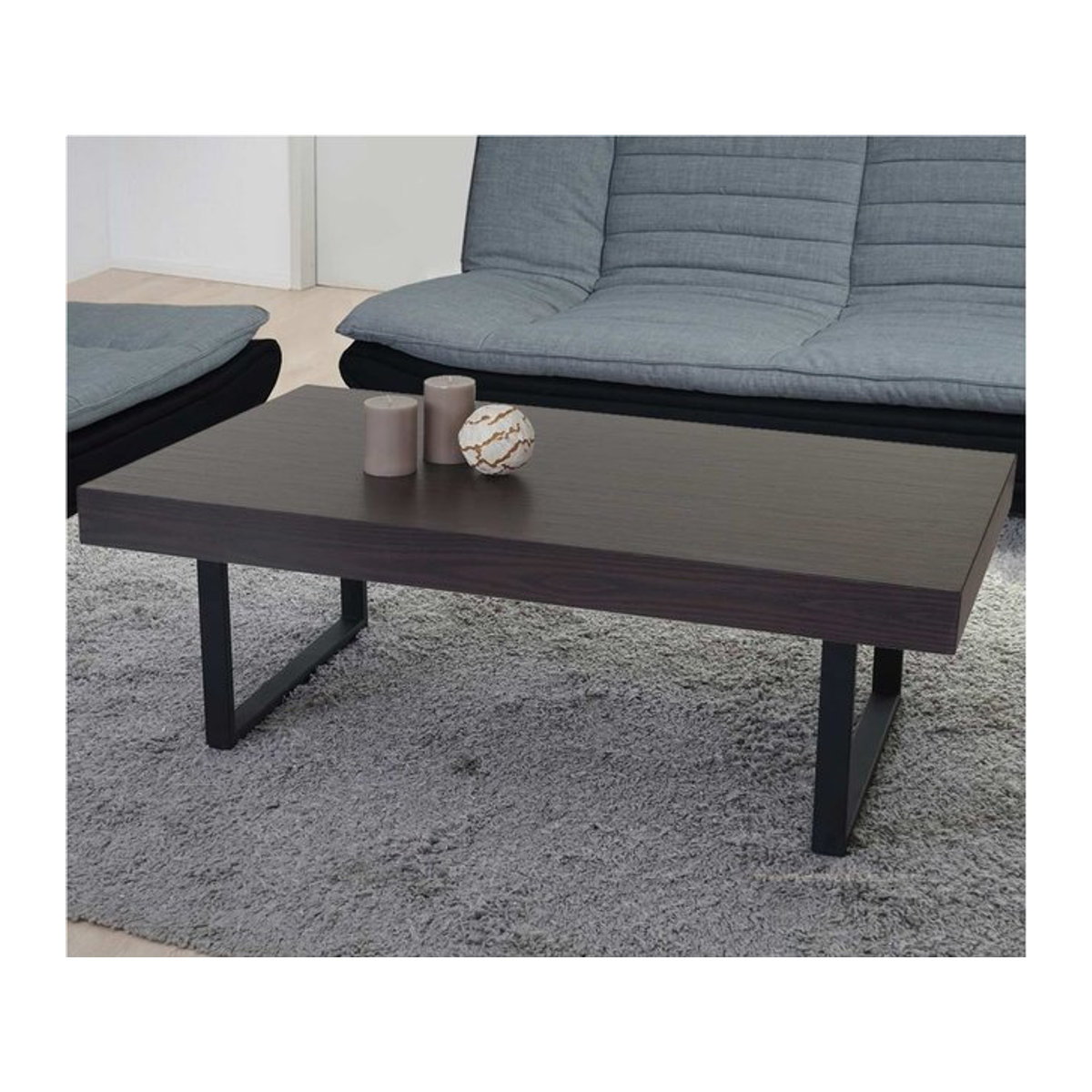 Couchtisch Genk H576 von MCW in Nussbaum Braun mit dunklen Metallfüßen, Modern, Rechteckig, B: 110 cm, T: 40 cm, H: 57 cm - Bild 1