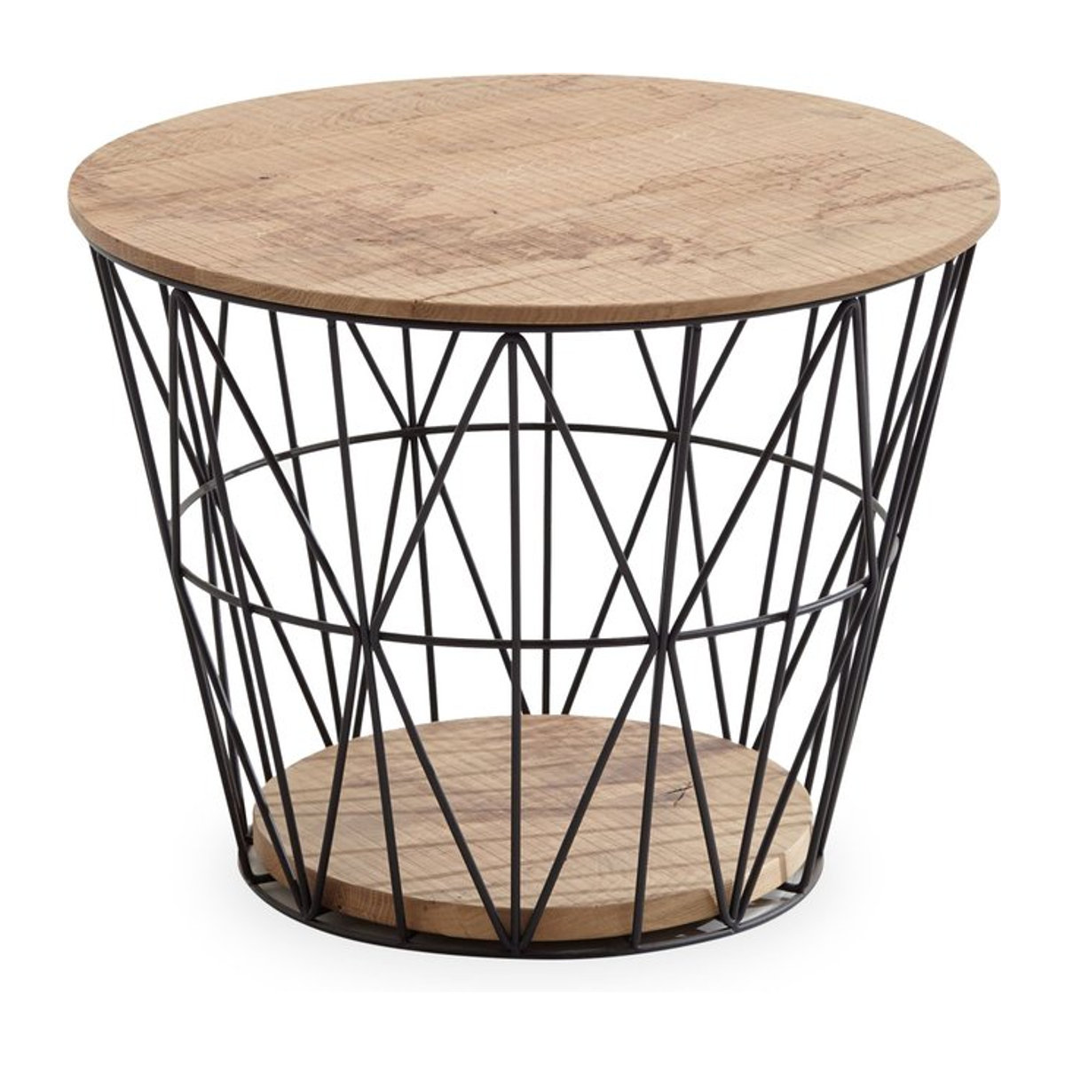 Couchtisch Hartmann im Industrial Design aus Massivholz und Metall, Farbe Anthrazit und Braun, B/T/H: 51 x 51 x 40 cm - Bild 1