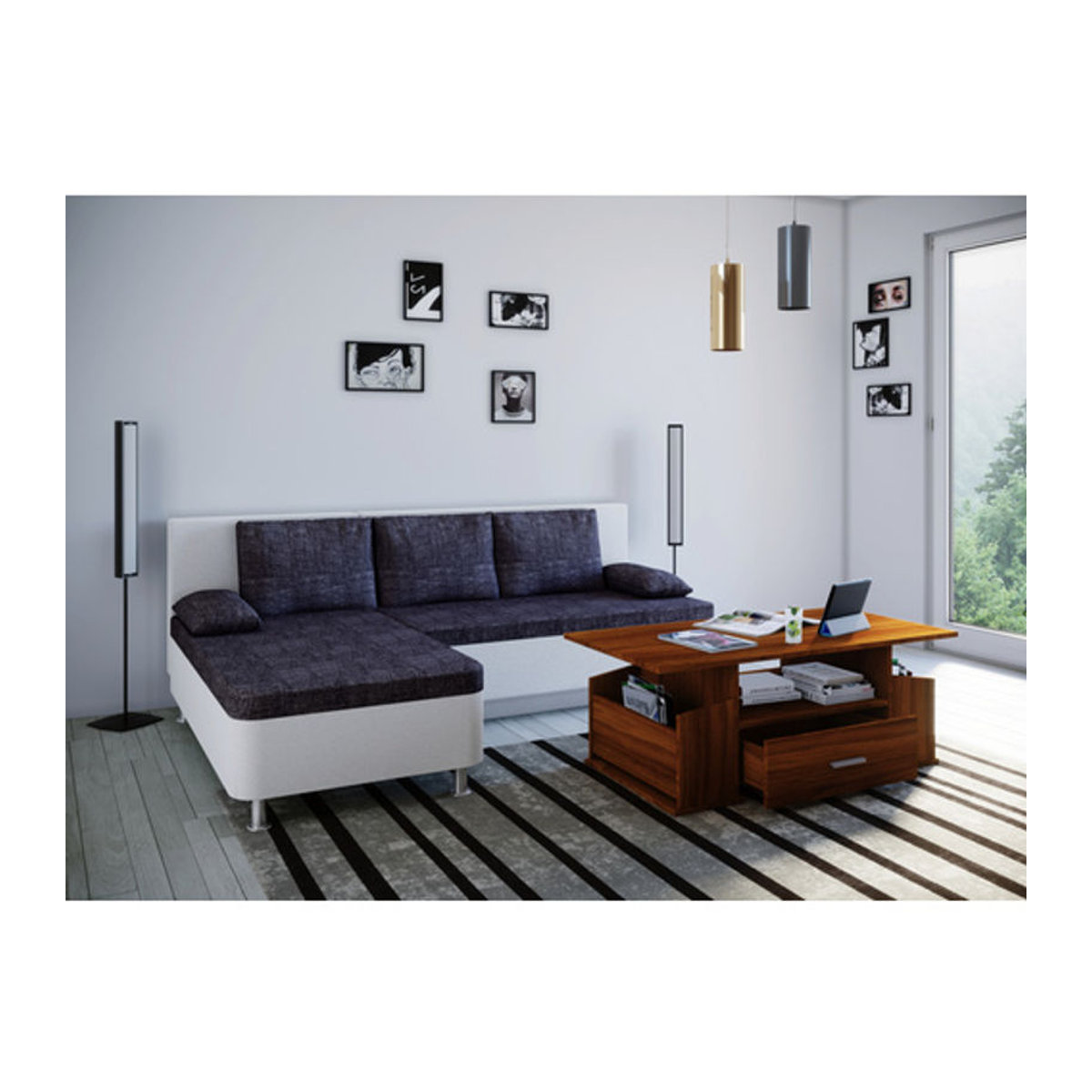 Couchtisch Junata von VCM in Braun, modern, B/T/H: 110 x 52 x 44 cm - Bild 2