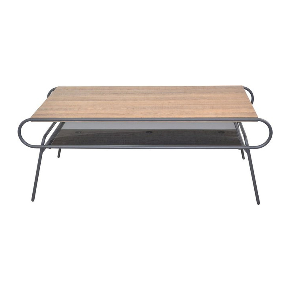Couchtisch Saskia von Möbel direkt im Industrial Design aus Metall, Holzwerkstoff und Glas, rechteckig, in Nussbaum, Eiche Natur oder Schwarz - Bild 1