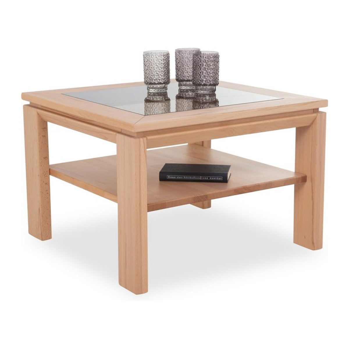 Couchtisch witlake SORAGA in Beige aus Massivholz und Glas, quadratisch, Modern und Klassisch - Bild 1