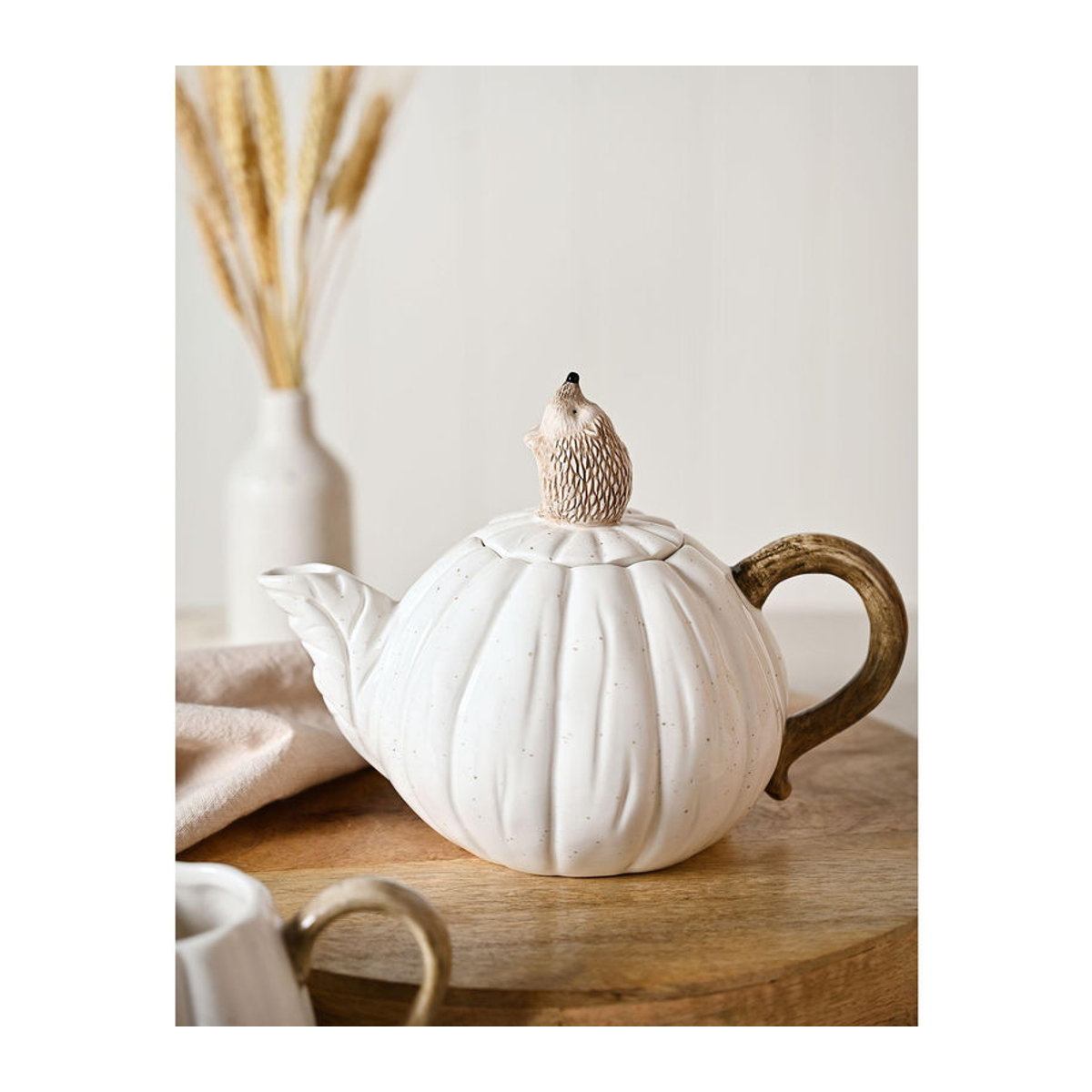 Country Living Igel Teekanne aus Keramik in Weiß im Landhausstil, Höhe: 13,5 cm, Breite: 16 cm, Tiefe: 21,5 cm - Bild 3