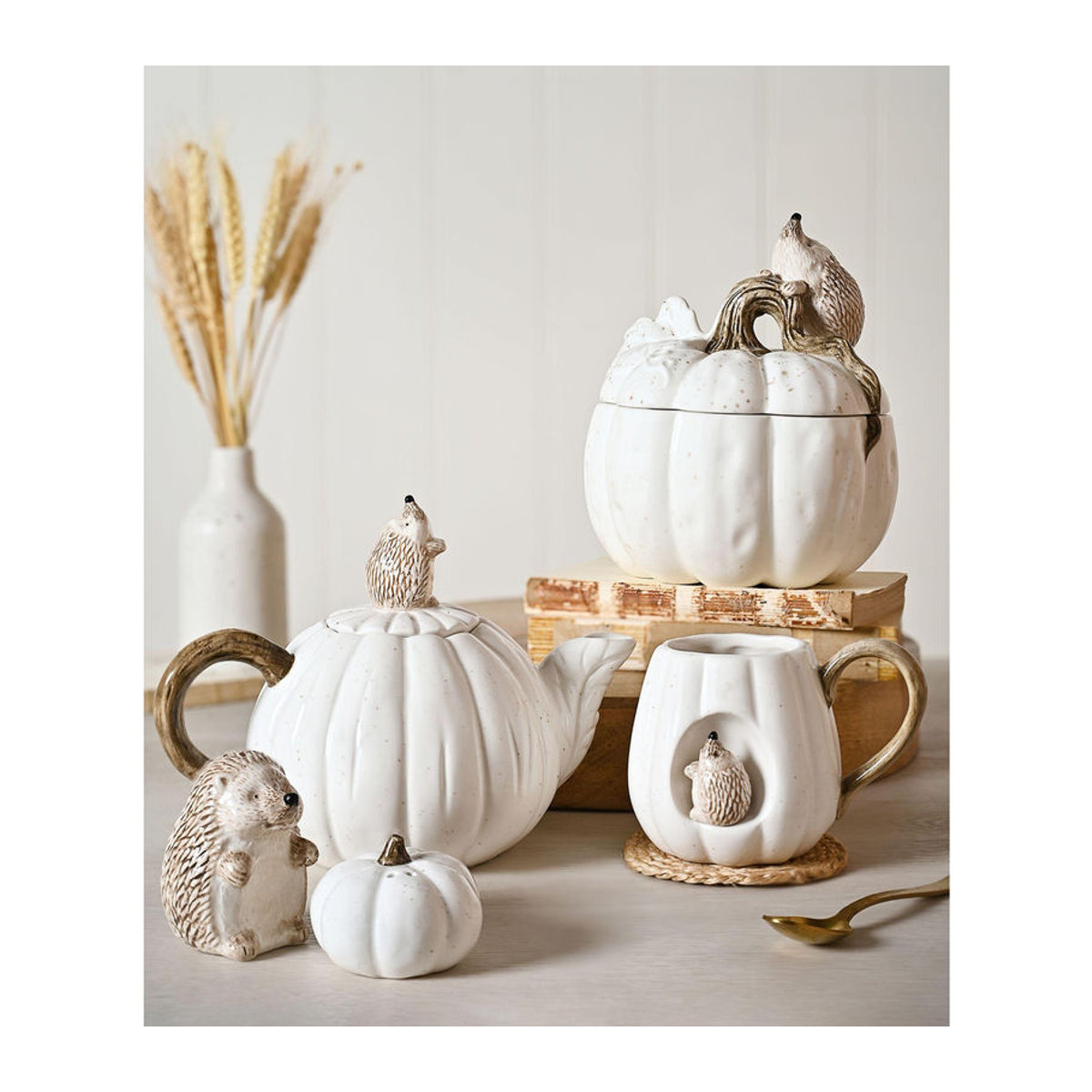 Country Living Igel Teekanne aus Keramik in Weiß im Landhausstil, Höhe: 13,5 cm, Breite: 16 cm, Tiefe: 21,5 cm - Bild 4