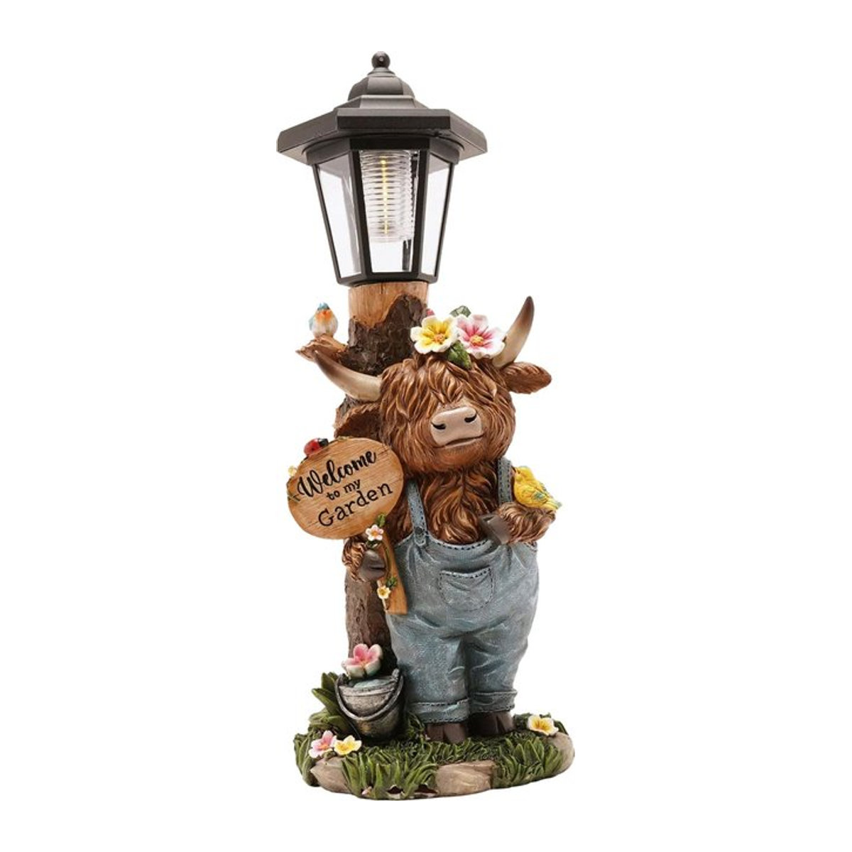 Country Living Solarbetriebene Laterne Schottisches Hochlandrind Bunt - Bild 1