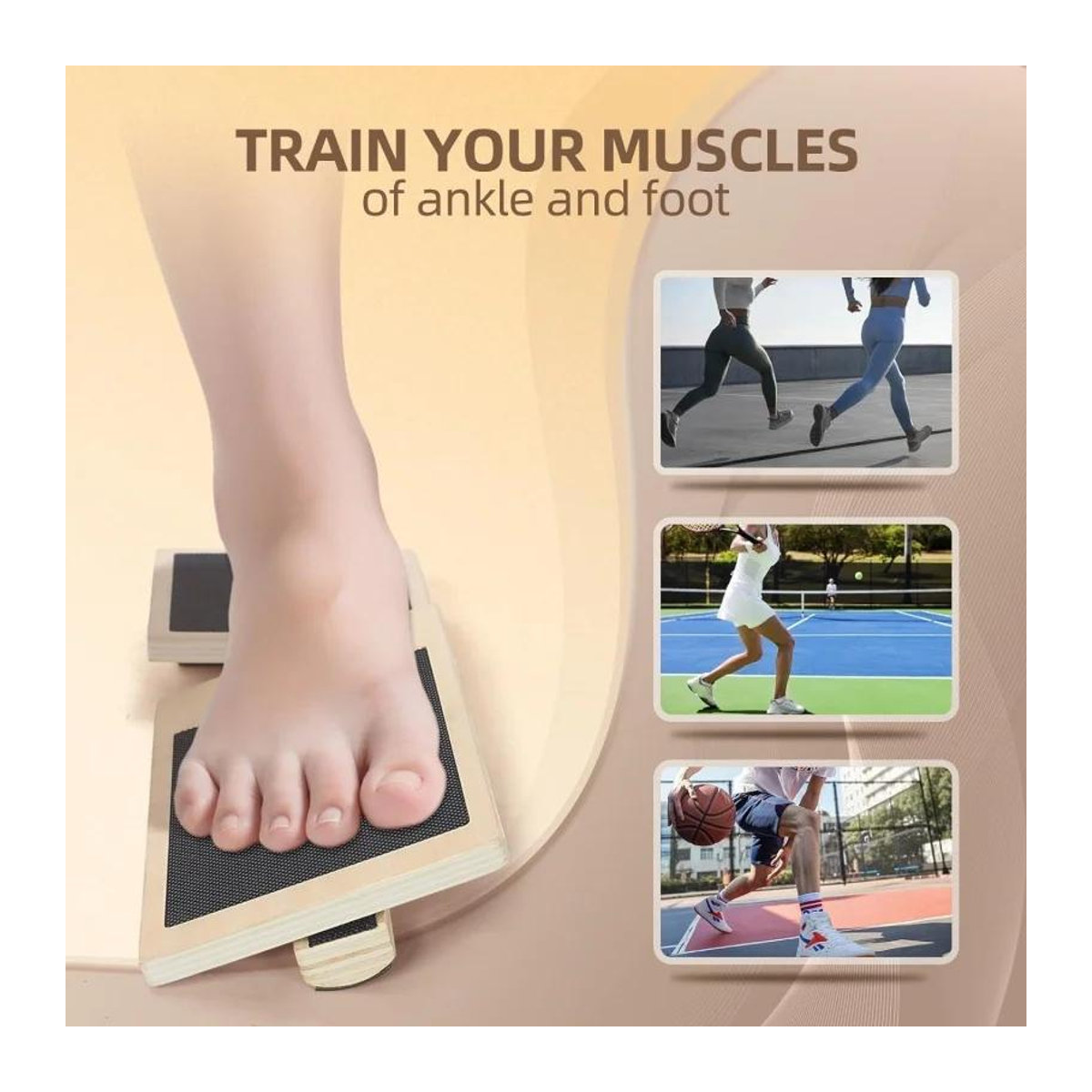 Coyoco Knöchel-Balancebrett Natur Fußtrainer für Pilates und Stabilitätstraining zur Rehabilitation und Linderung von Plantarfasziitis - Bild 2