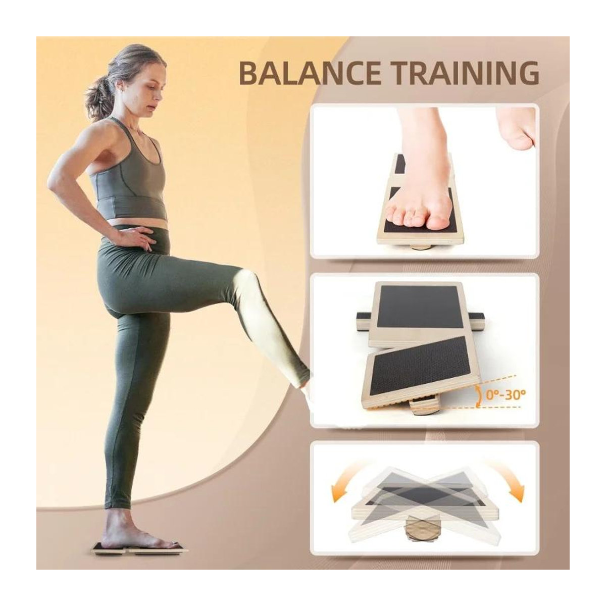 Coyoco Knöchel-Balancebrett Natur Fußtrainer für Pilates und Stabilitätstraining zur Rehabilitation und Linderung von Plantarfasziitis - Bild 4