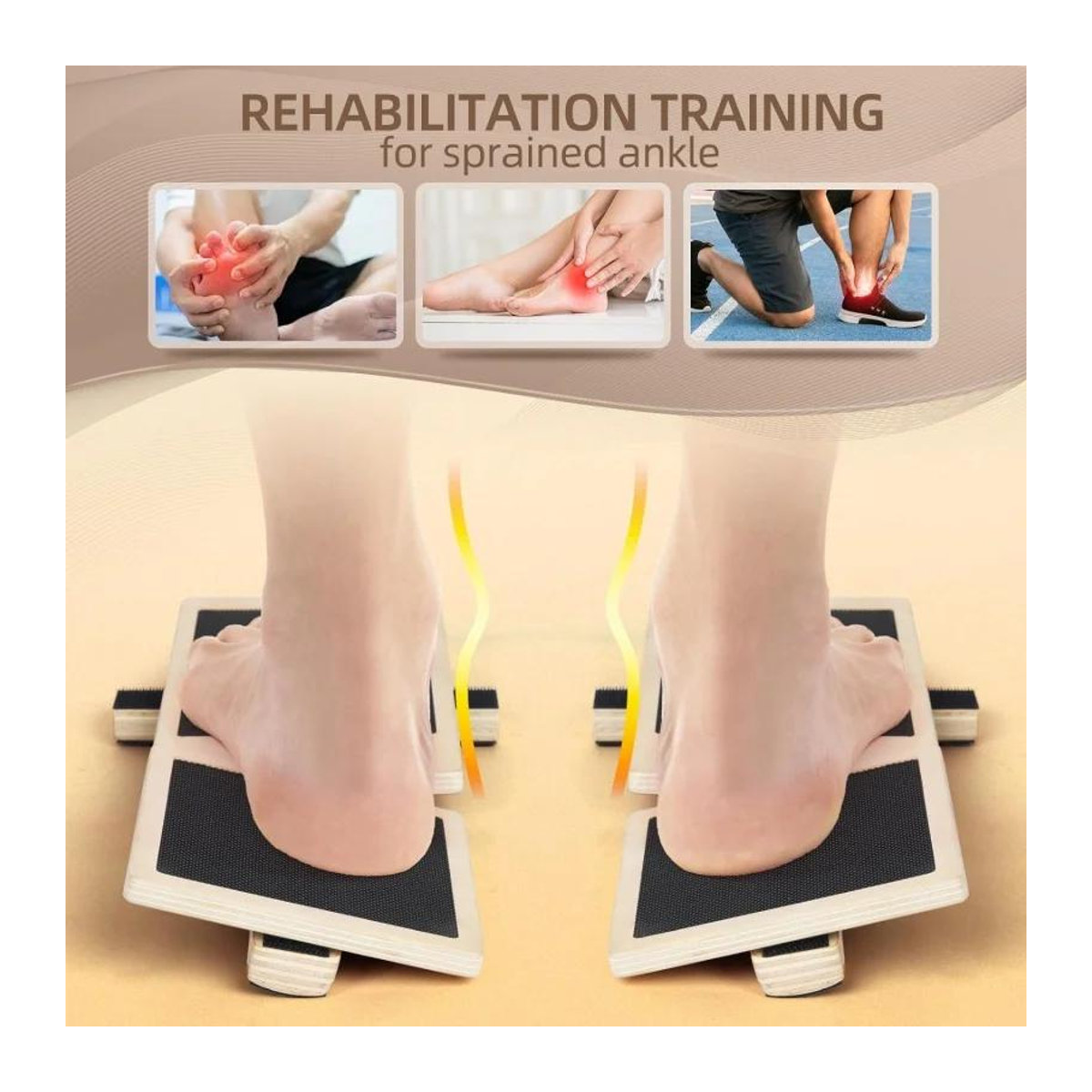 Coyoco Knöchel-Balancebrett Natur Fußtrainer für Pilates und Stabilitätstraining zur Rehabilitation und Linderung von Plantarfasziitis - Bild 5