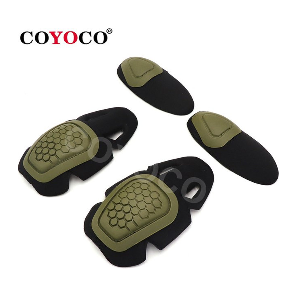 COYOCO Taktisches Protektorset G4 Frosch in Grün/Schwarz für Paintball und Airsoft inklusive Knie- und Ellbogenschützer - Bild 1