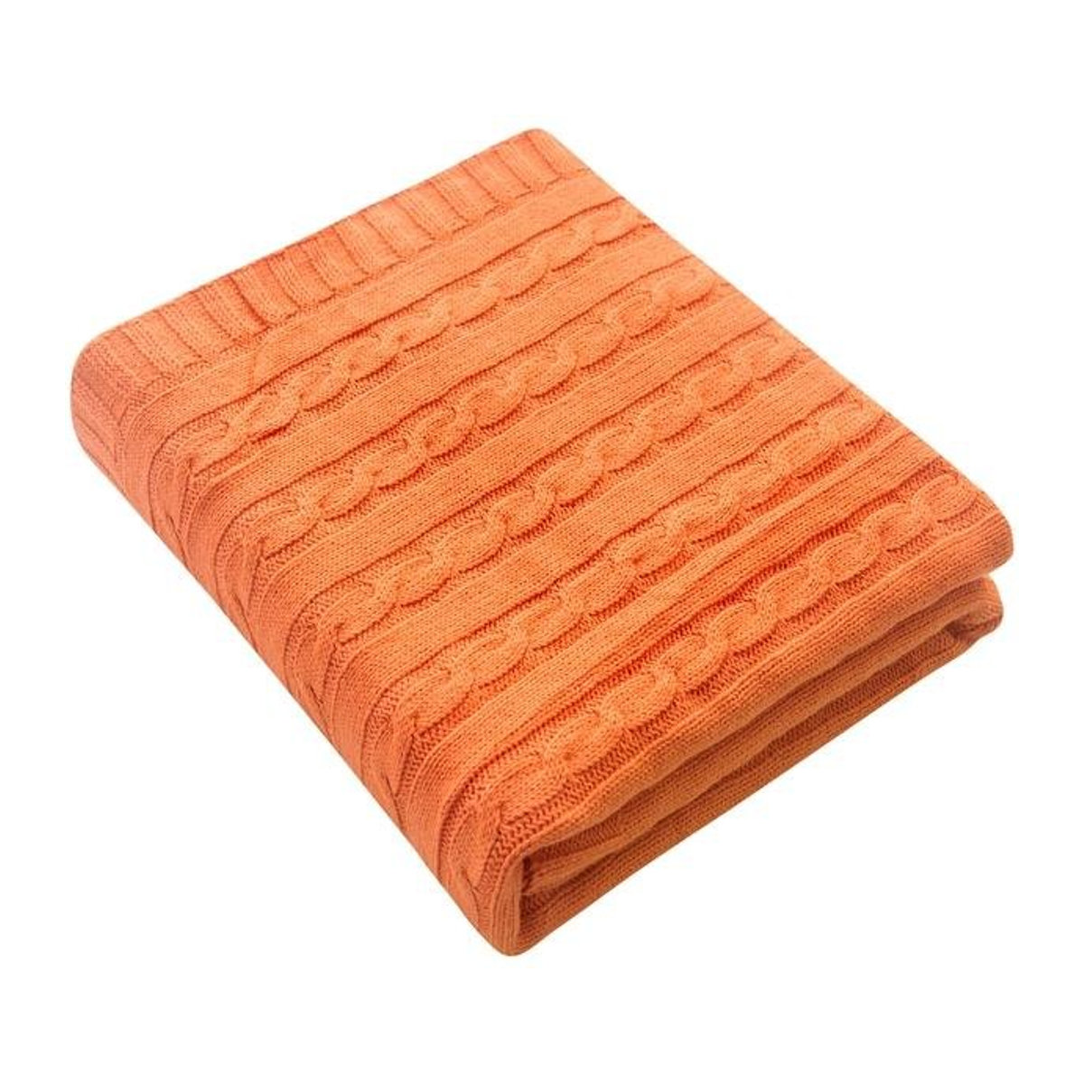 Cozycomfort Überwurfdecke aus weichem Baumwollstrick in Orange, B/B: 130 x 170 cm - Bild 1