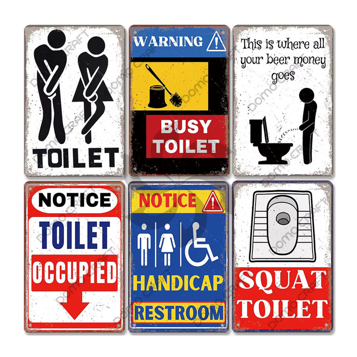 CQDM DECOR Toiletten-Warnschild Metallplakette im Vintage-Stil für Mann und Dame, mehrfarbig, Wanddekoration für Badezimmer, Bar und Pub, B: 30 cm, H: 20 cm - Bild 1