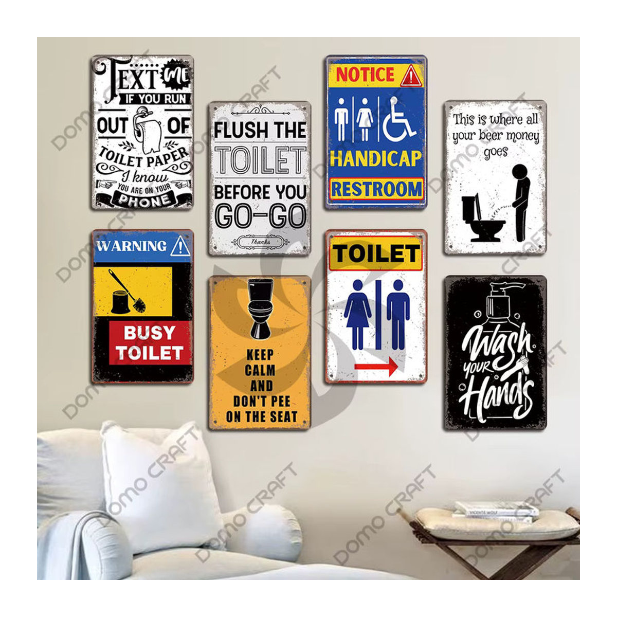 CQDM DECOR Toiletten-Warnschild Metallplakette im Vintage-Stil für Mann und Dame, mehrfarbig, Wanddekoration für Badezimmer, Bar und Pub, B: 30 cm, H: 20 cm - Bild 2