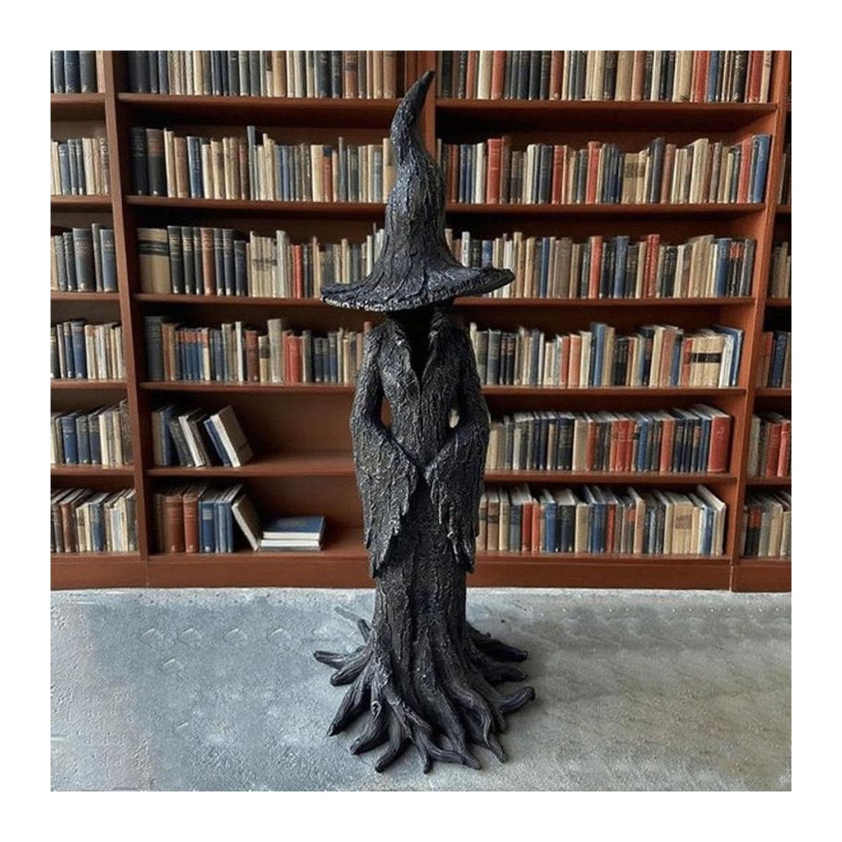 Cracker Barrel Hexe Statue Gothic Figur aus Kunstharz in Schwarz als Retro Zauberer Dekoration und Halloween Sammlerstück - Bild 1
