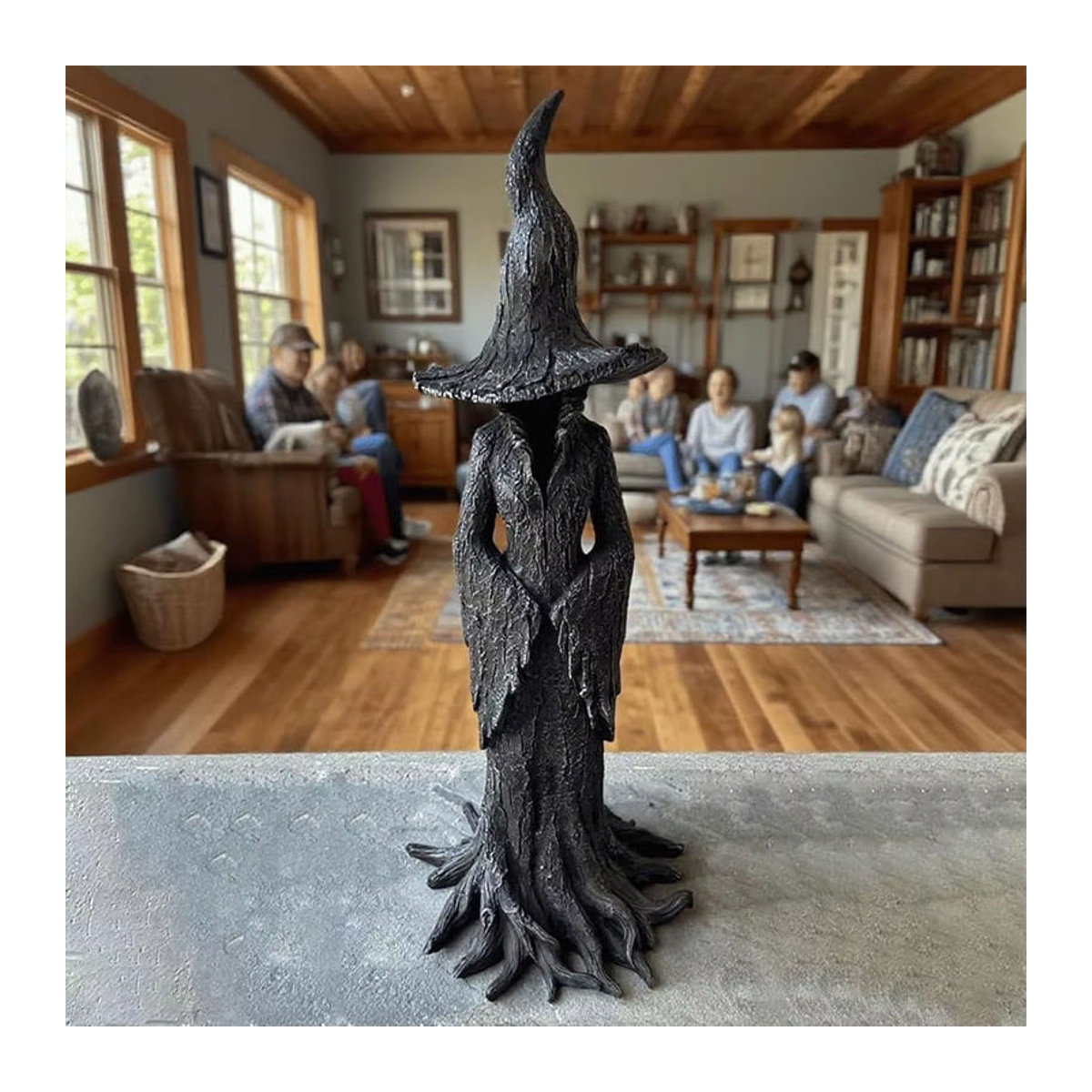 Cracker Barrel Hexe Statue Gothic Figur aus Kunstharz in Schwarz als Retro Zauberer Dekoration und Halloween Sammlerstück - Bild 3