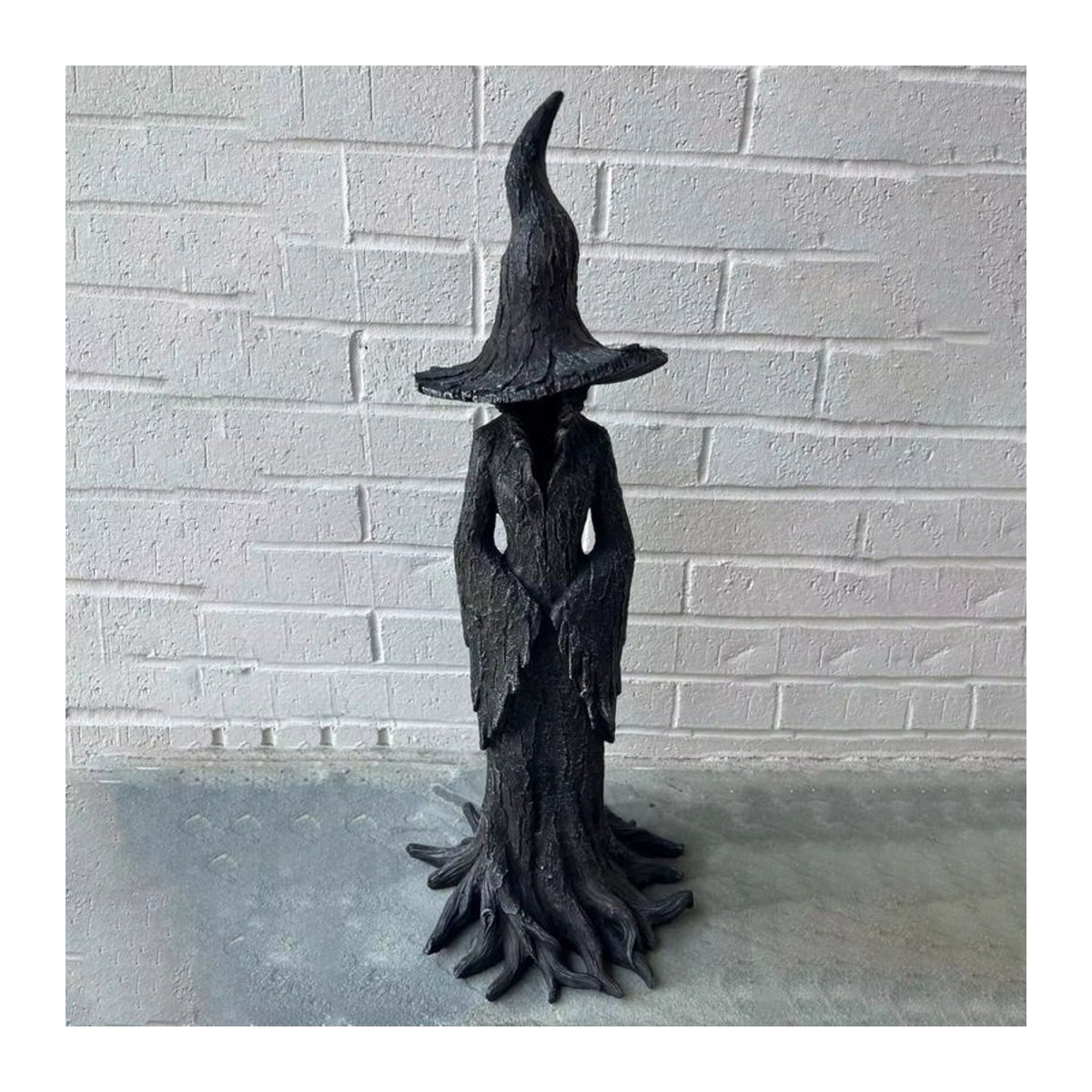 Cracker Barrel Hexe Statue Gothic Figur aus Kunstharz in Schwarz als Retro Zauberer Dekoration und Halloween Sammlerstück - Bild 4