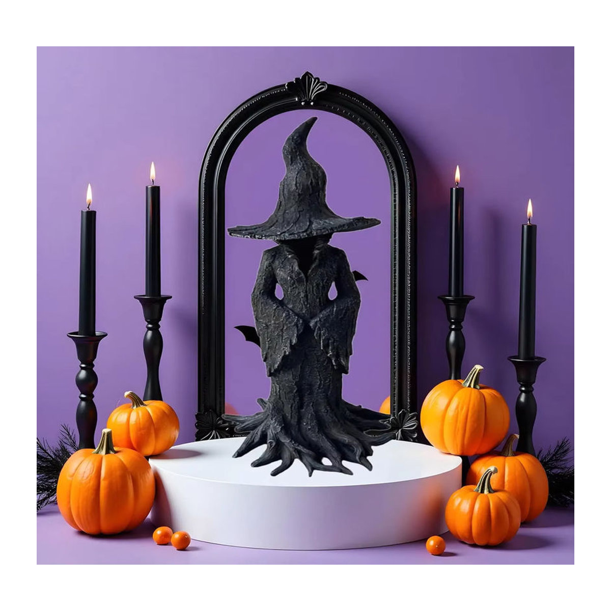 Cracker Barrel Hexe Statue Gothic Figur aus Kunstharz in Schwarz als Retro Zauberer Dekoration und Halloween Sammlerstück - Bild 6