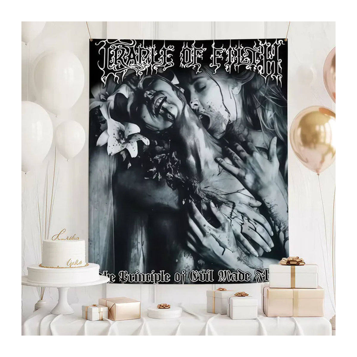 Cradle of Filth Flagge in Schwarz, Rechteckiges Textil-Banner zur Dekoration, B/H: 60 x 40 cm - Bild 4