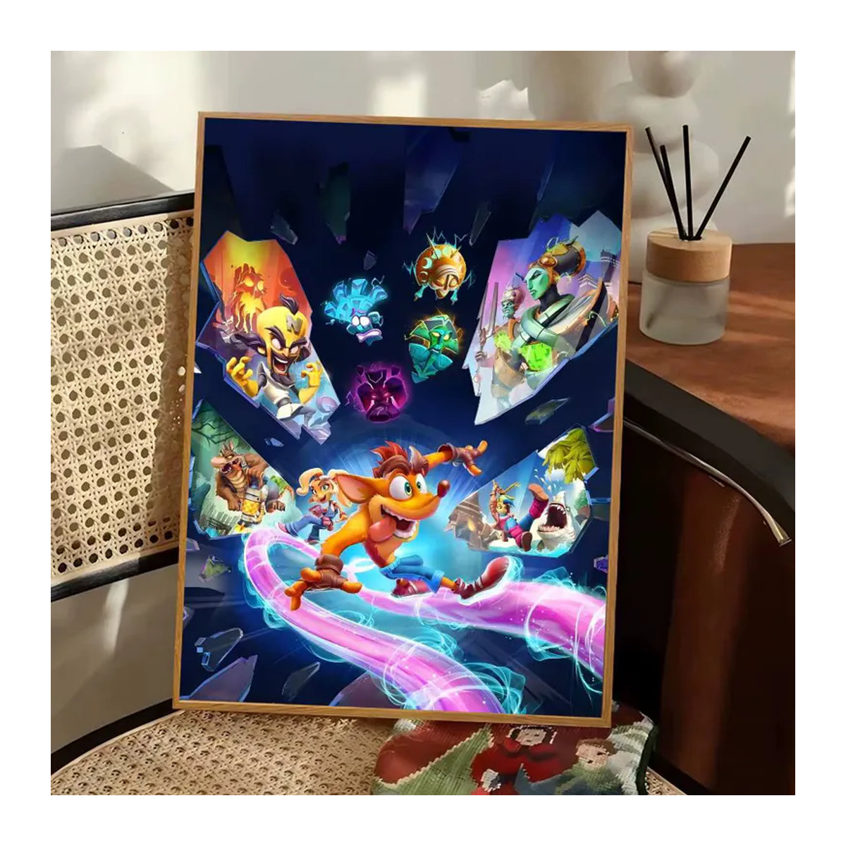 Crash Bandicoot Selbstklebendes Kunstposter aus Papier als DIY Wanddekoration in Weiß und Mehrfarbig - Bild 3