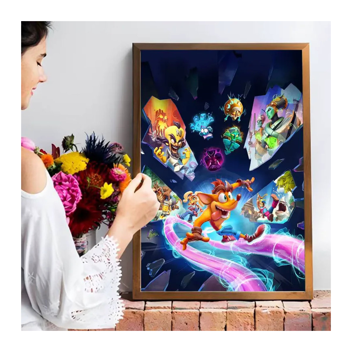 Crash Bandicoot Selbstklebendes Kunstposter aus Papier als DIY Wanddekoration in Weiß und Mehrfarbig - Bild 4