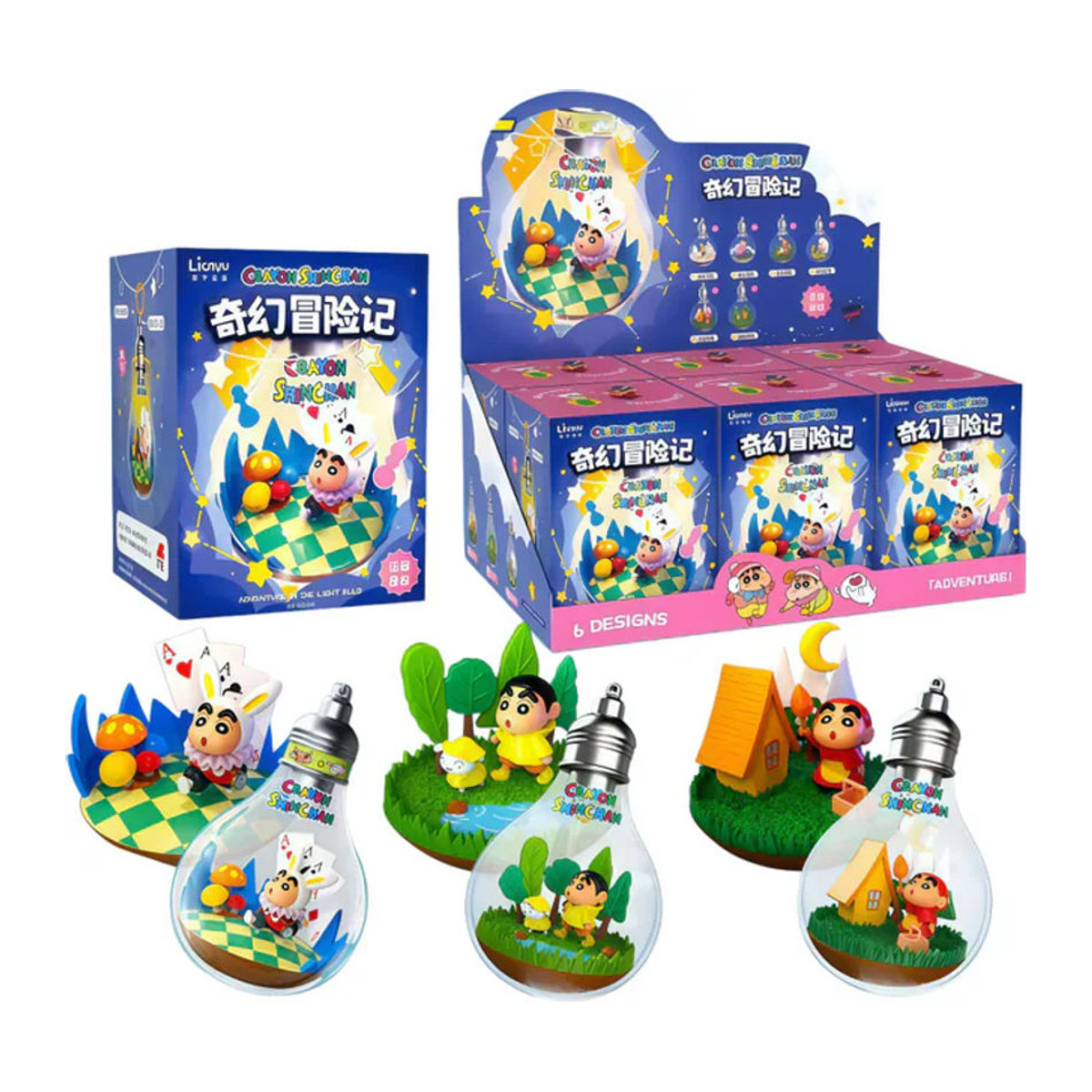 Crayon Shin-Chan Blind Box Spielzeug mit leuchtender Miniatur-Szene als Nachtlicht-Ornament und Anhänger, mehrfarbig - Bild 1
