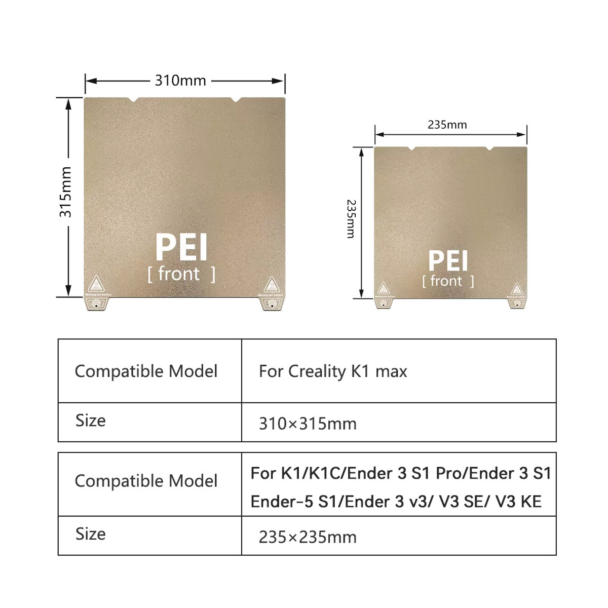 Creality K1 Max Bauplatte aus Metall in Gold, B/T: 23,5 x 23,5 cm - Bild 1