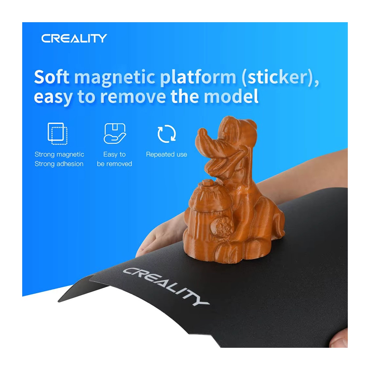 Creality Magnetische Aufkleberplatte Schwarz B/T: 235 x 235 mm, H: 1 mm für Ender 3, 3 V2, 3 S1, Pro, Ender 5, 5S und 5 Pro 3D-Drucker - Bild 4