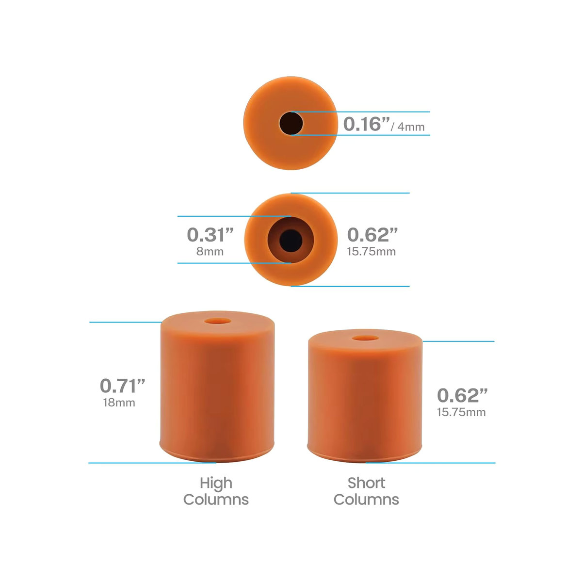 Creality Silikon-Nivelliersäulen Set aus 4 Stück in Orange für Ender-3 und Ender 3 Pro - Bild 2
