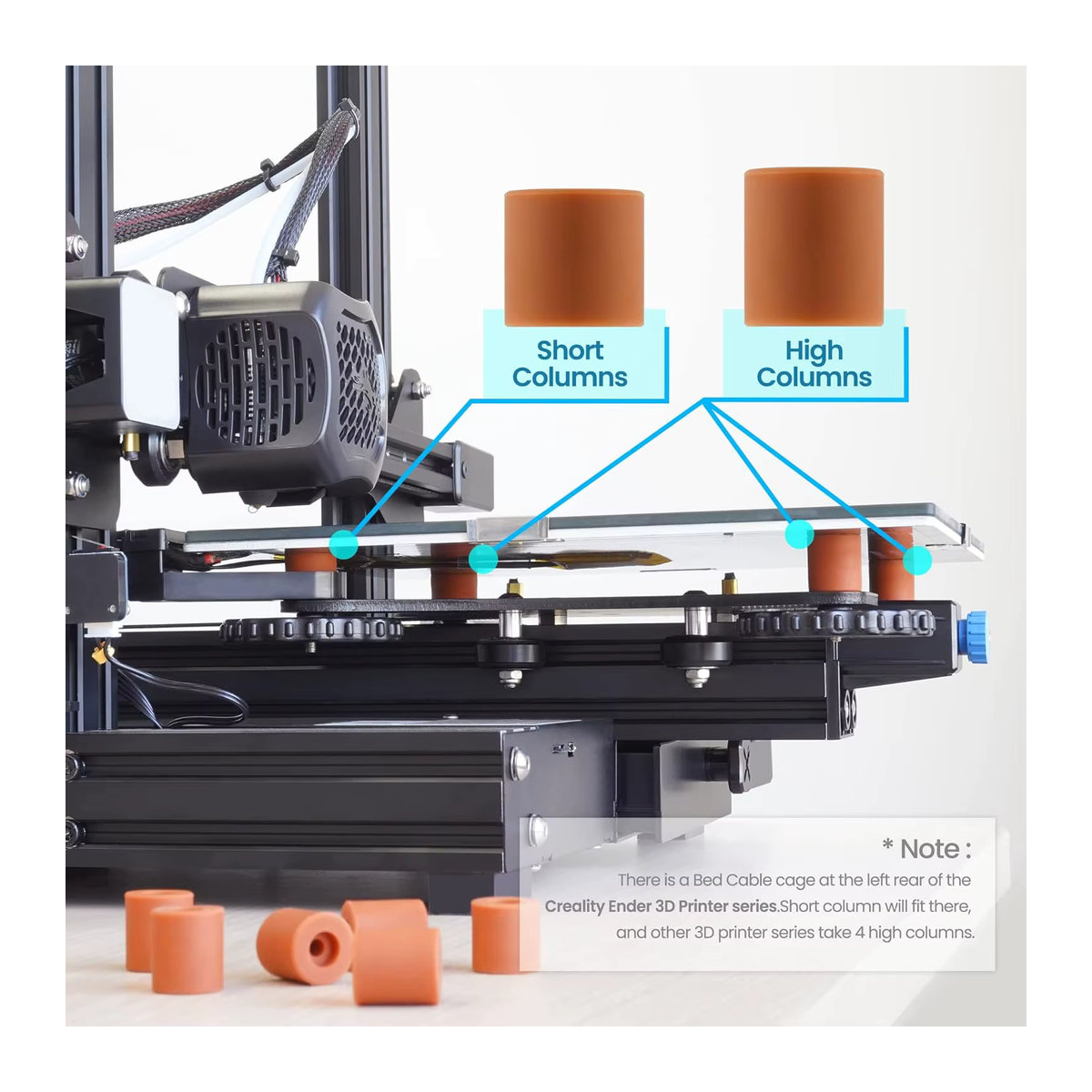 Creality Silikon-Nivelliersäulen Set aus 4 Stück in Orange für Ender-3 und Ender 3 Pro - Bild 3