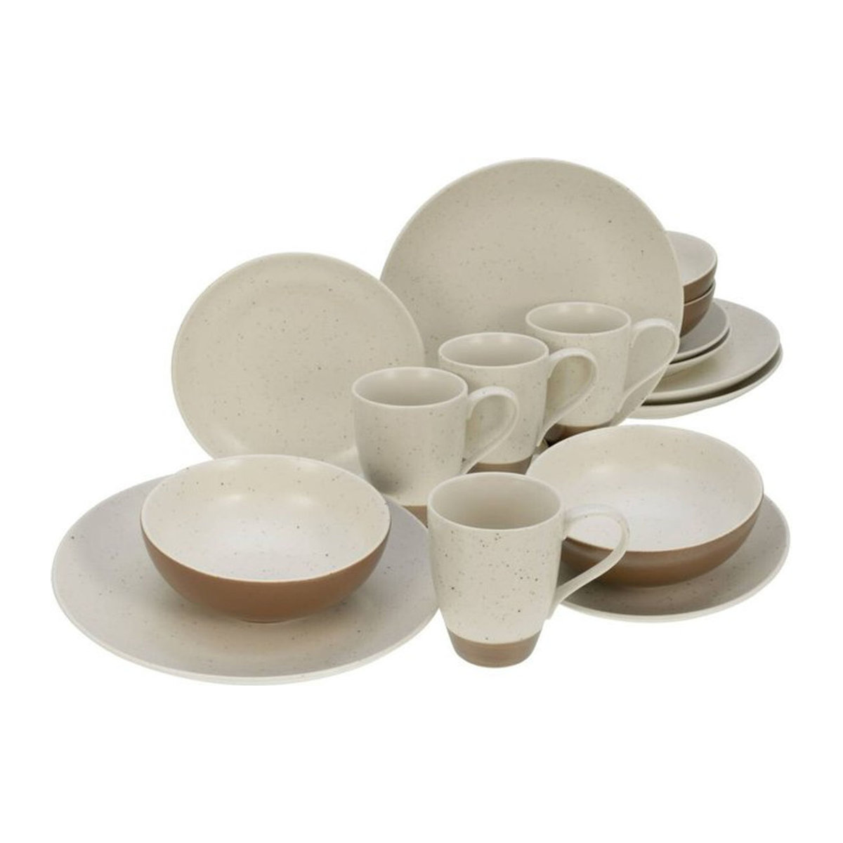 CreaTable Kombiservice SAND DUNES 16-tlg. aus Keramik in Terracotta und Creme mit abstraktem Design - Bild 1