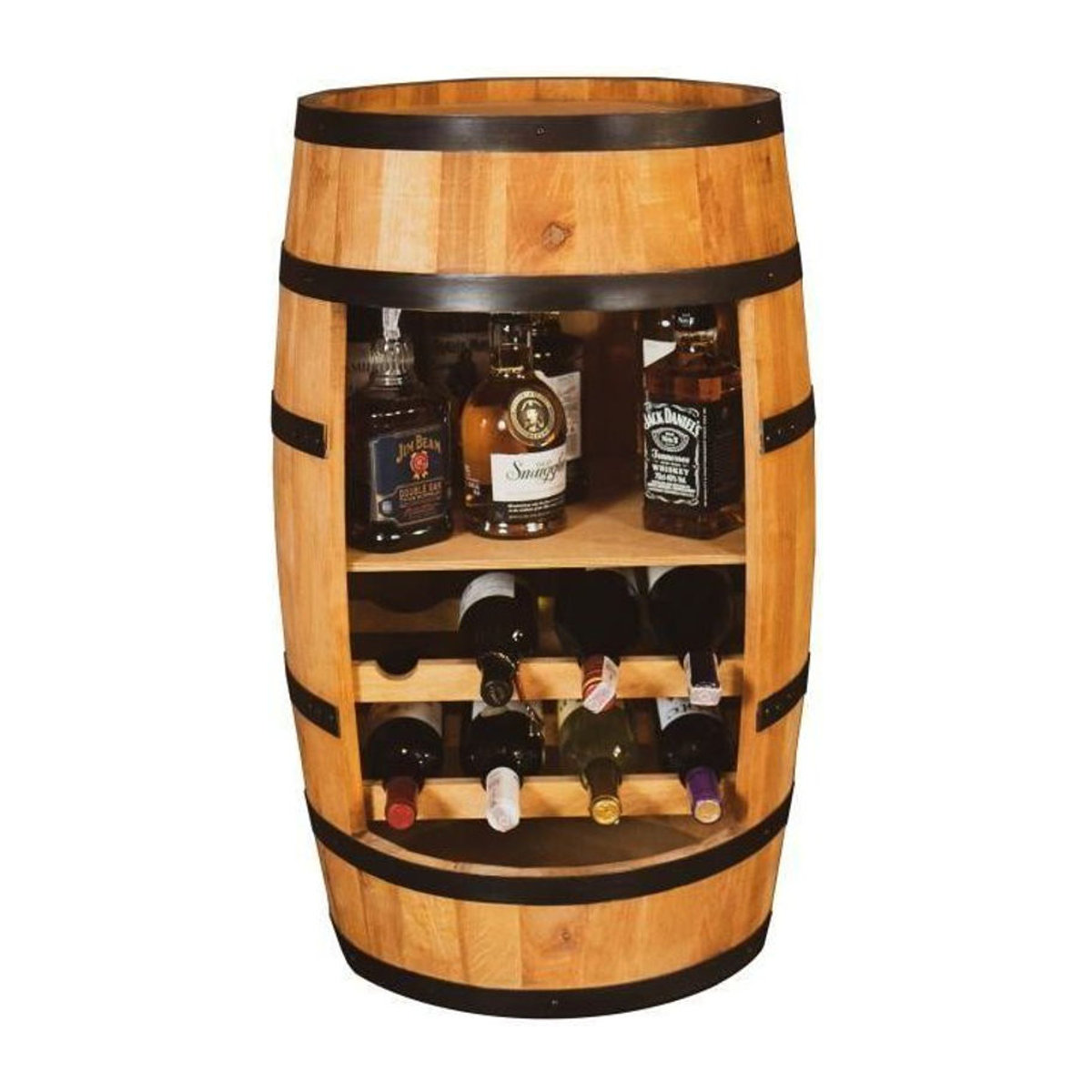 Creative Cooper Weinbehälter aus Holz und Metall in Braun, rustikaler Weinschrank mit Flaschenregal und Ablage, B: 80 cm, T: 50 cm - Bild 1