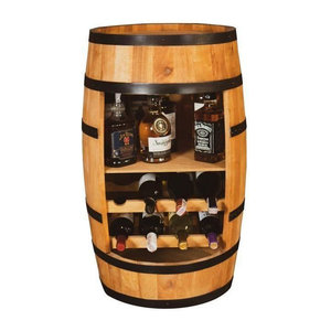 Creative Cooper Weinbehälter aus Holz und Metall in Braun, rustikaler Weinschrank mit Flaschenregal und Ablage, B: 80 cm, T: 50 cm