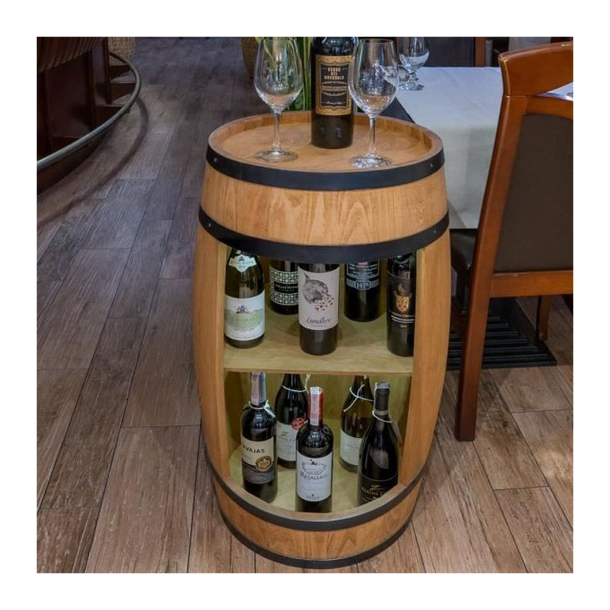 CreativeCooper Bar Schrank aus Holz und Stahl als Minibar und Weinregal für Flaschen, Weiß Braun, Breite: 80 cm - Bild 1