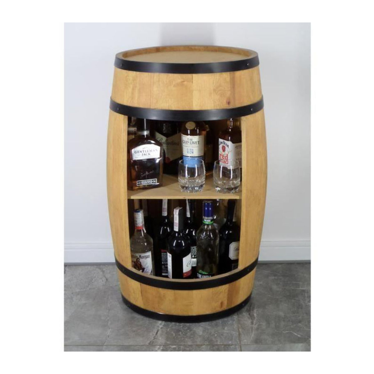 CreativeCooper Bar Schrank aus Holz und Stahl als Minibar und Weinregal für Flaschen, Weiß Braun, Breite: 80 cm - Bild 2