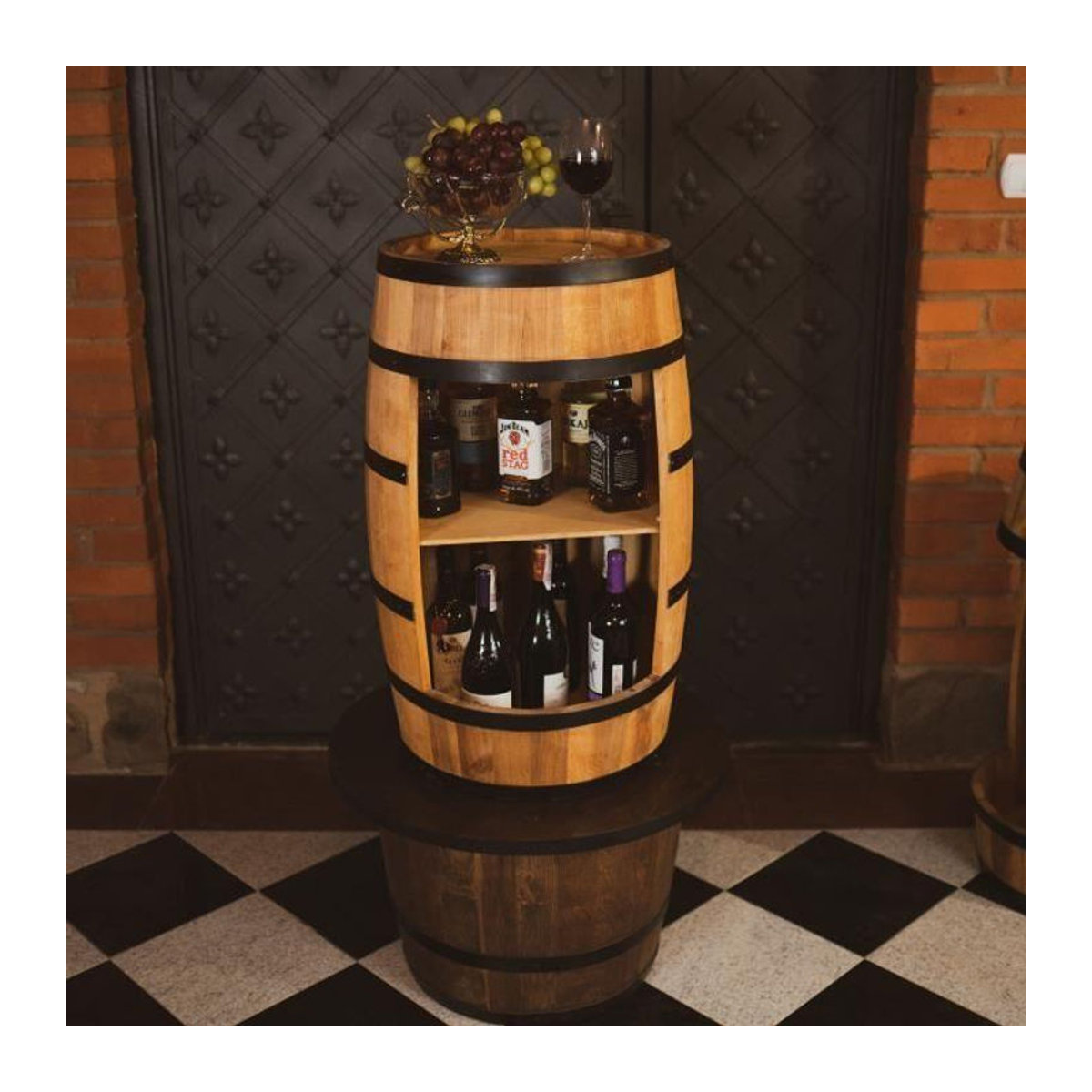 CreativeCooper Weinregal Tonneau aus Eichenholz mit 7-farbiger LED-Beleuchtung in Braun, Breite: 80 cm - Bild 2