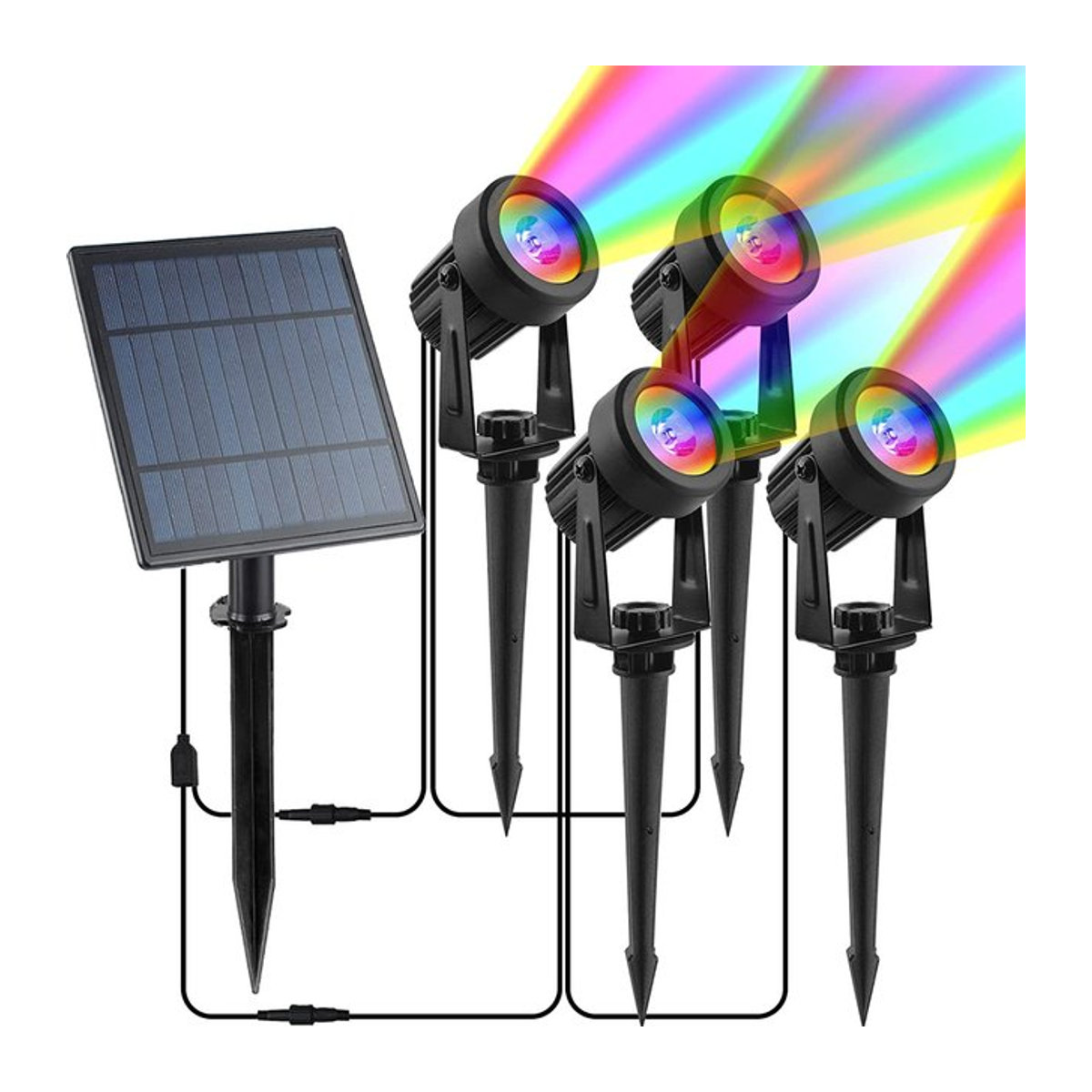 Crepow RGB LED Solar Außenstrahler Wasserdicht mit Farbwechsel in Schwarz und Bunt - Bild 1