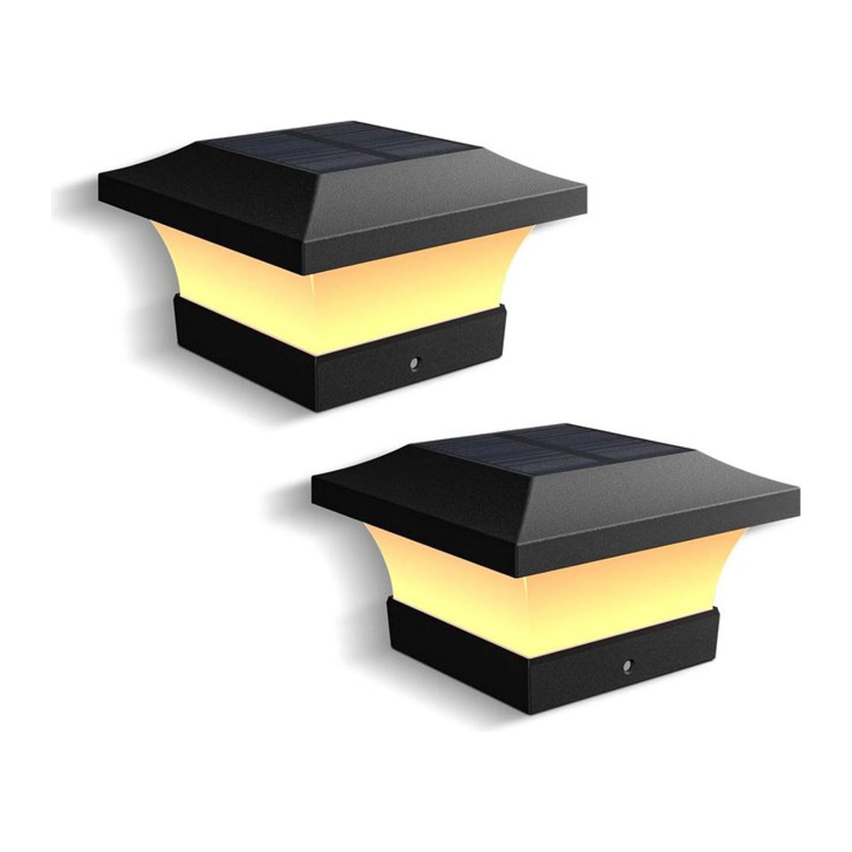Crepow Solar-Pfostenkappenleuchten aus Kunststoff in Schwarz für 4 x 4 Holzpfosten, moderne wasserdichte LED-Zaunleuchten für den Außenbereich und Garten - Bild 1