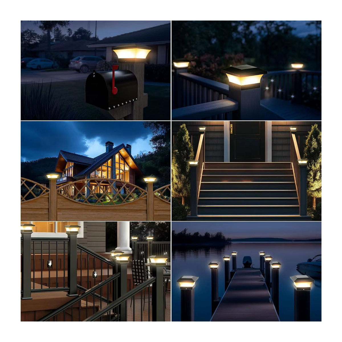 Crepow Solar-Pfostenkappenleuchten aus Kunststoff in Schwarz für 4 x 4 Holzpfosten, moderne wasserdichte LED-Zaunleuchten für den Außenbereich und Garten - Bild 6