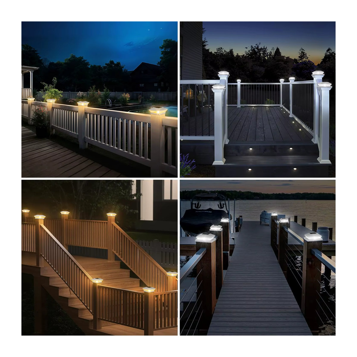 Crepow Solar Pollerleuchte LED Modern Weiß IP65 für Garten und Zaun - Bild 4