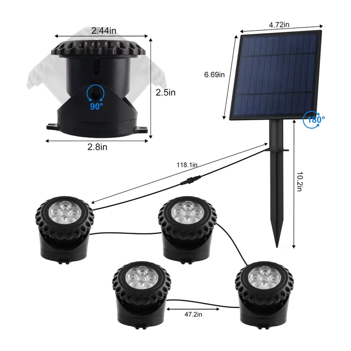 Crepow Solar Unterwasser RGB LED Licht IP68 für Teich und Aquarium in Bunt - Bild 5