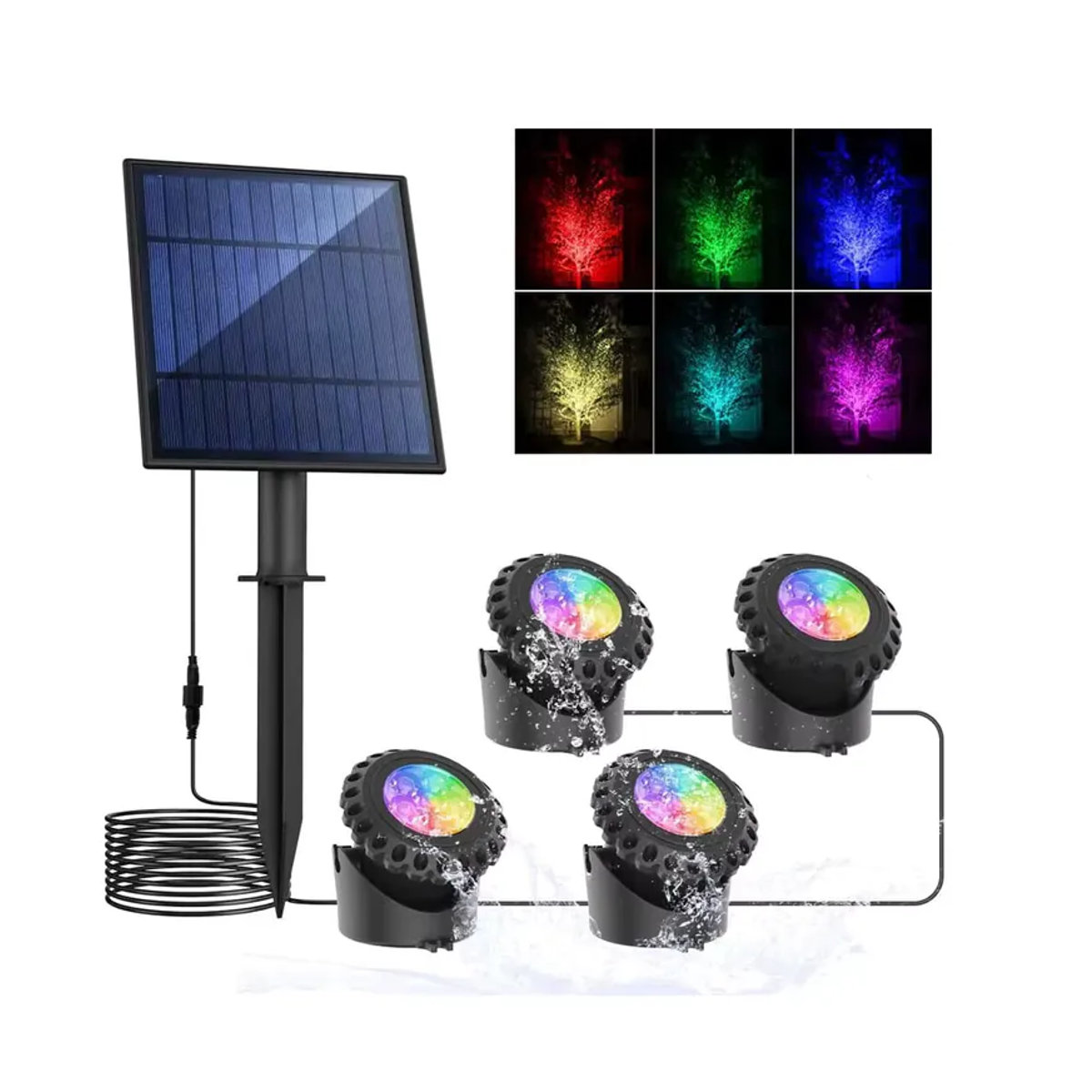 Crepow Solar Unterwasser RGB LED Licht IP68 für Teich und Aquarium in Bunt - Bild 6