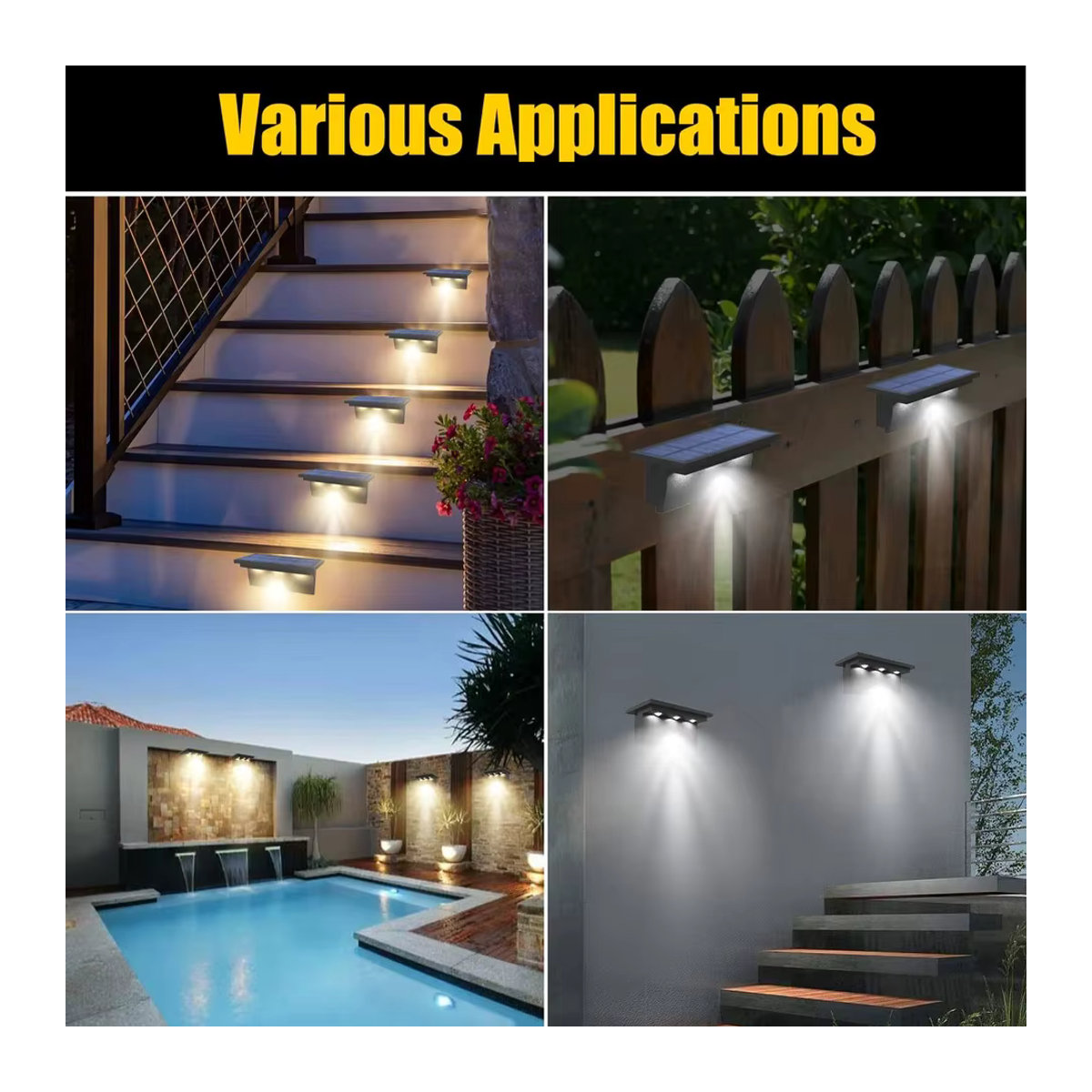 Crepow Solar-Zaunleuchte RGB Wandleuchte für Garten und Terrasse in Schwarz mit Warmweiß und Bunt - Bild 5