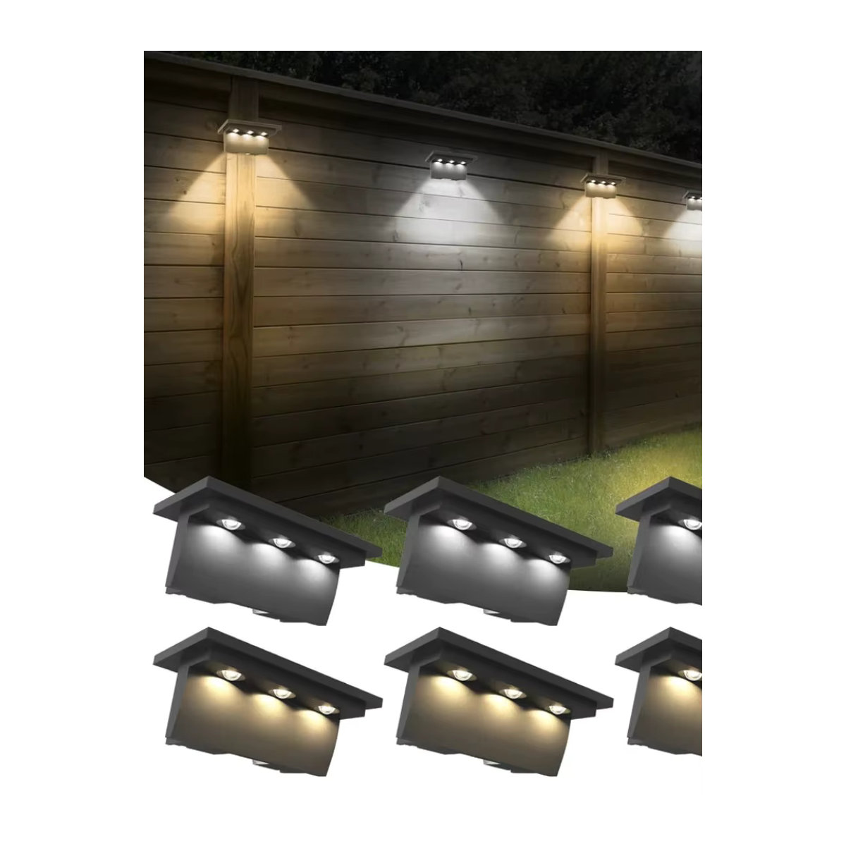 Crepow Solar-Zaunleuchte RGB Wandleuchte für Garten und Terrasse in Schwarz mit Warmweiß und Bunt - Bild 6